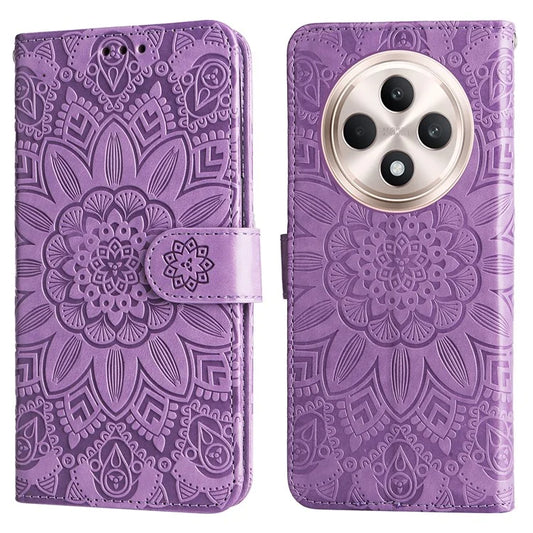 For Oppo Reno12 F 4G Case Sunflower Imprint Leather Wallet Phone Cover