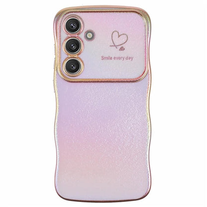 For Samsung Galaxy S24 Case Curly Shape Love Heart TPU Phone Cover Iridescent Gradient