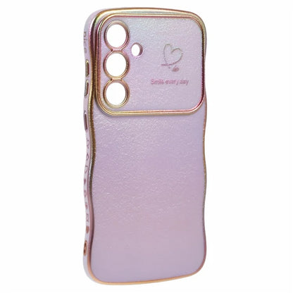 For Samsung Galaxy S24 Case Curly Shape Love Heart TPU Phone Cover Iridescent Gradient