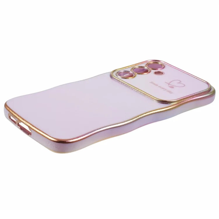 For Samsung Galaxy S24 Case Curly Shape Love Heart TPU Phone Cover Iridescent Gradient
