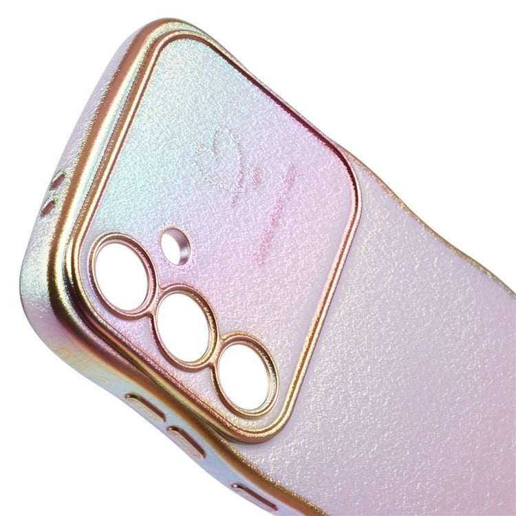 For Samsung Galaxy S24 Case Curly Shape Love Heart TPU Phone Cover Iridescent Gradient