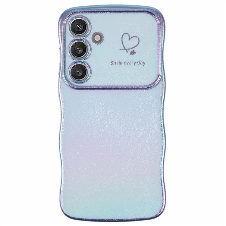 For Samsung Galaxy S24 Case Curly Shape Love Heart TPU Phone Cover Iridescent Gradient