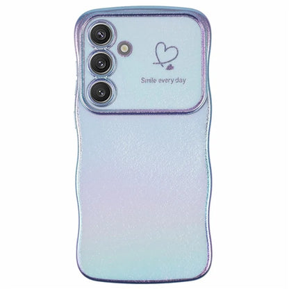 For Samsung Galaxy S24 Case Curly Shape Love Heart TPU Phone Cover Iridescent Gradient