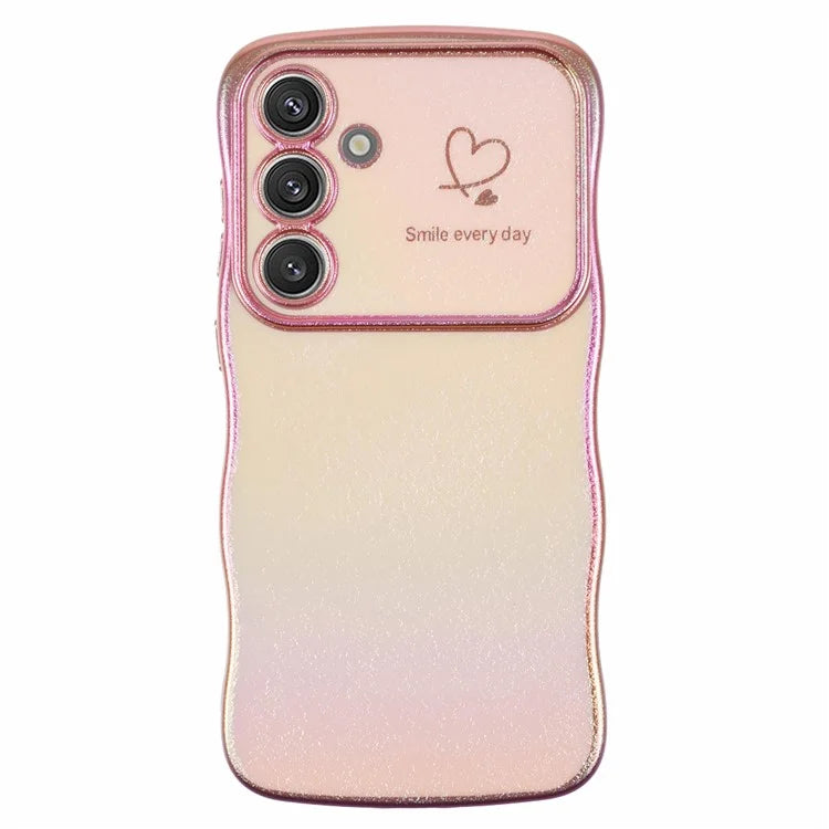 For Samsung Galaxy S24 Case Curly Shape Love Heart TPU Phone Cover Iridescent Gradient