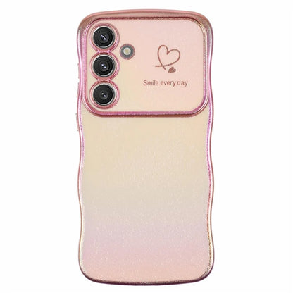 For Samsung Galaxy S24 Case Curly Shape Love Heart TPU Phone Cover Iridescent Gradient