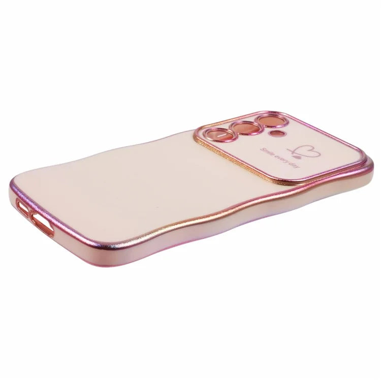 For Samsung Galaxy S24 Case Curly Shape Love Heart TPU Phone Cover Iridescent Gradient