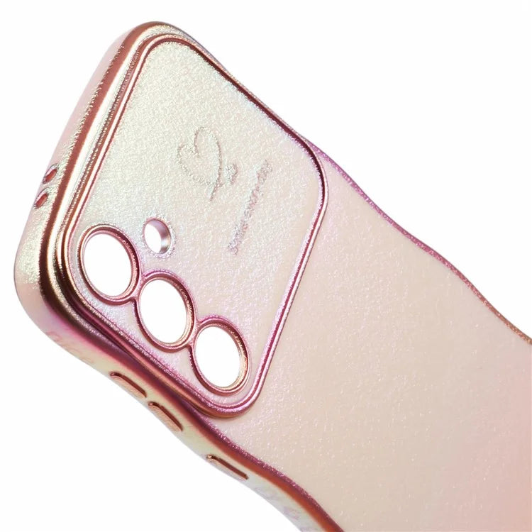 For Samsung Galaxy S24 Case Curly Shape Love Heart TPU Phone Cover Iridescent Gradient
