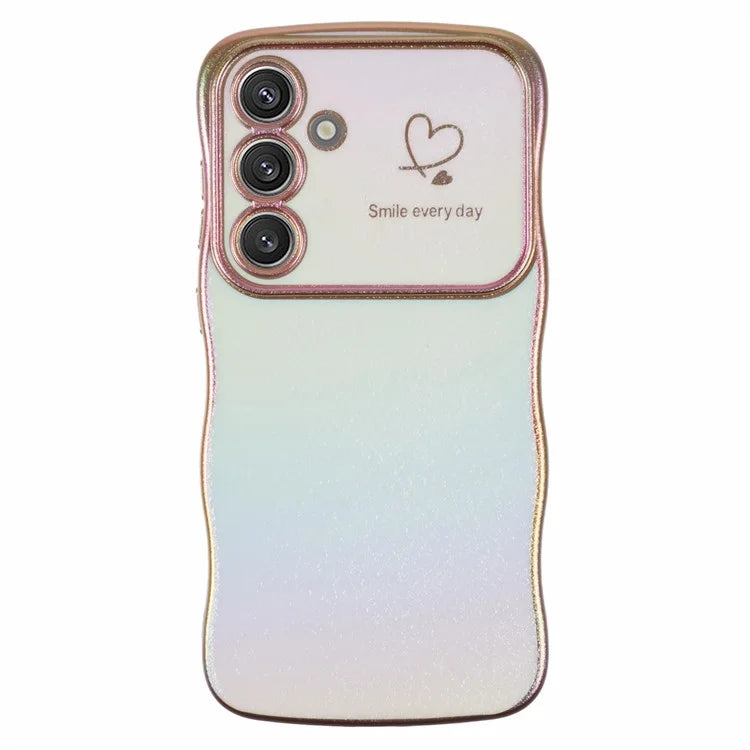 For Samsung Galaxy S24 Case Curly Shape Love Heart TPU Phone Cover Iridescent Gradient