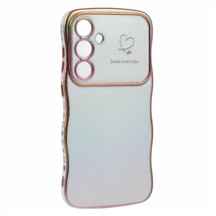 For Samsung Galaxy S24 Case Curly Shape Love Heart TPU Phone Cover Iridescent Gradient