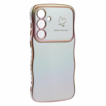 For Samsung Galaxy S24 Case Curly Shape Love Heart TPU Phone Cover Iridescent Gradient