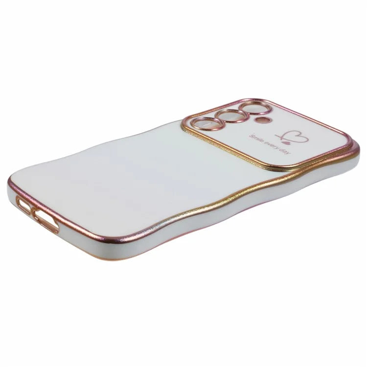 For Samsung Galaxy S24 Case Curly Shape Love Heart TPU Phone Cover Iridescent Gradient