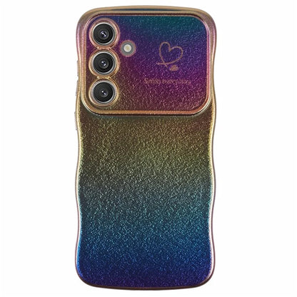 For Samsung Galaxy S24 Case Curly Shape Love Heart TPU Phone Cover Iridescent Gradient