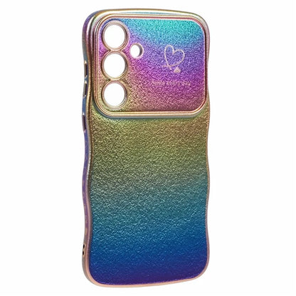 For Samsung Galaxy S24 Case Curly Shape Love Heart TPU Phone Cover Iridescent Gradient