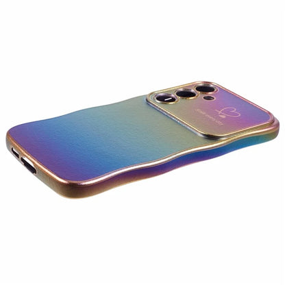 For Samsung Galaxy S24 Case Curly Shape Love Heart TPU Phone Cover Iridescent Gradient