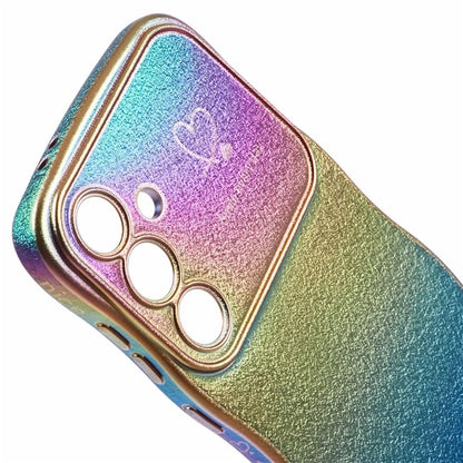 For Samsung Galaxy S24 Case Curly Shape Love Heart TPU Phone Cover Iridescent Gradient
