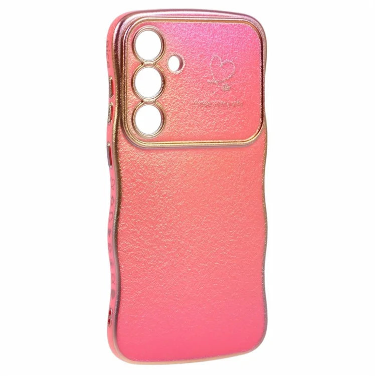 For Samsung Galaxy S24 Case Curly Shape Love Heart TPU Phone Cover Iridescent Gradient