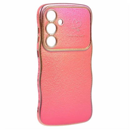 For Samsung Galaxy S24 Case Curly Shape Love Heart TPU Phone Cover Iridescent Gradient