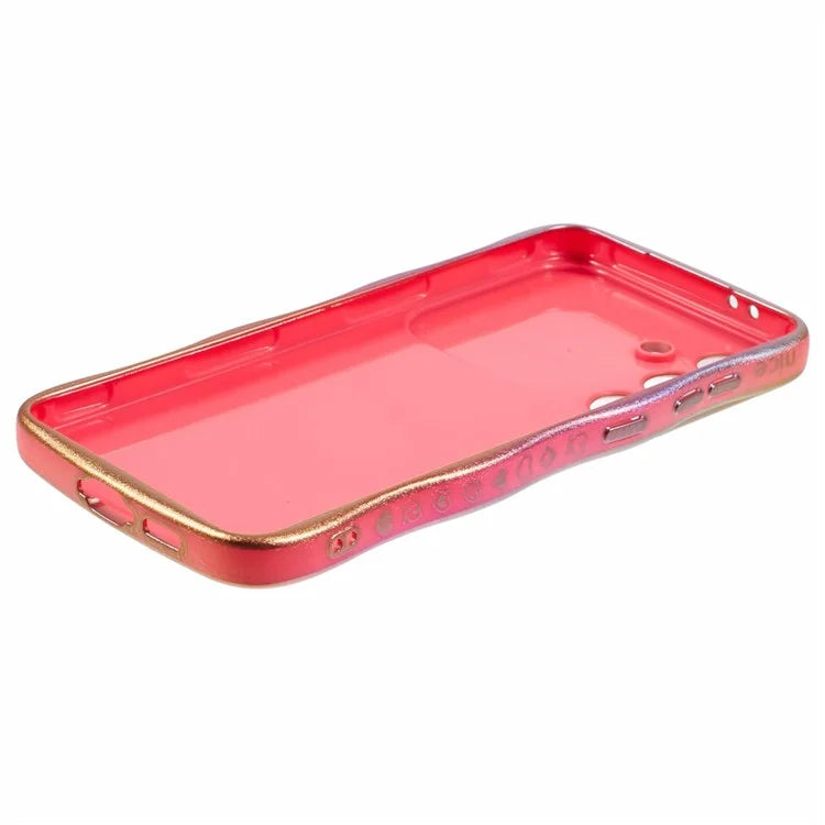 For Samsung Galaxy S24 Case Curly Shape Love Heart TPU Phone Cover Iridescent Gradient