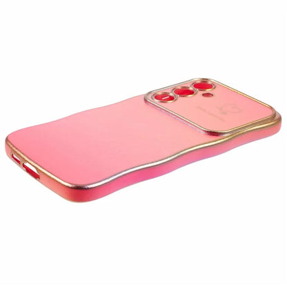 For Samsung Galaxy S24 Case Curly Shape Love Heart TPU Phone Cover Iridescent Gradient