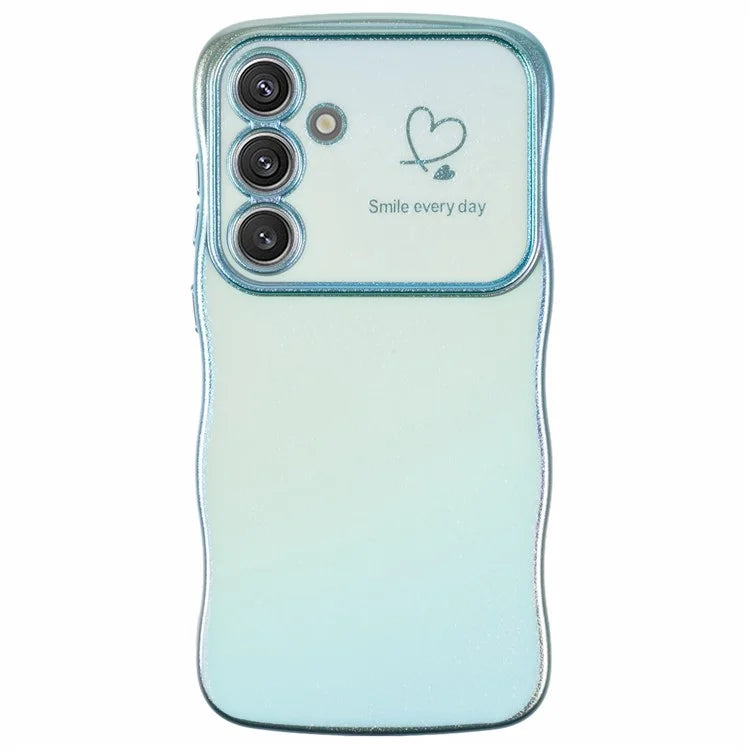 For Samsung Galaxy S24 Case Curly Shape Love Heart TPU Phone Cover Iridescent Gradient