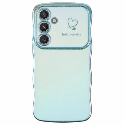 For Samsung Galaxy S24 Case Curly Shape Love Heart TPU Phone Cover Iridescent Gradient