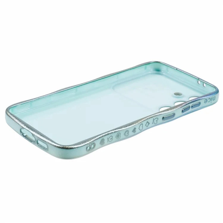 For Samsung Galaxy S24 Case Curly Shape Love Heart TPU Phone Cover Iridescent Gradient