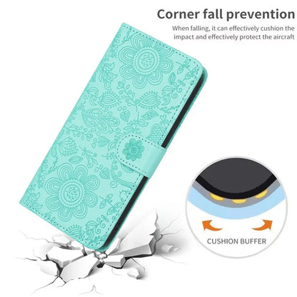 For Samsung Galaxy A55 5G Case Flower Imprint Leather Flip Wallet Phone Cover with Wrist Strap