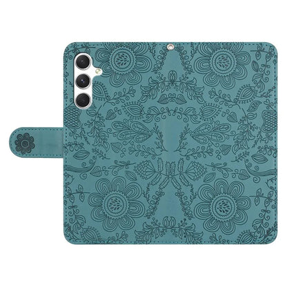 For Samsung Galaxy A55 5G Case Flower Imprint Leather Flip Wallet Phone Cover with Wrist Strap