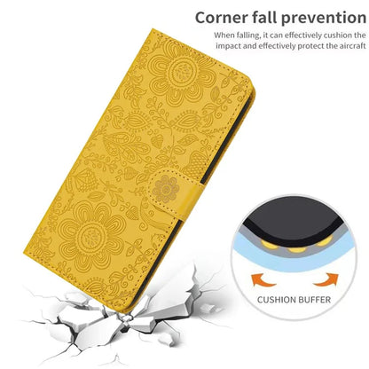 For Samsung Galaxy A54 5G Case Flower Imprint Leather Flip Wallet Phone Cover with Wrist Strap