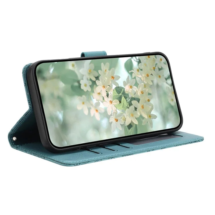 For Samsung Galaxy A54 5G Case Flower Imprint Leather Flip Wallet Phone Cover with Wrist Strap