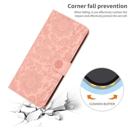 For Samsung Galaxy A34 5G Case Flower Imprint Leather Flip Wallet Phone Cover with Wrist Strap
