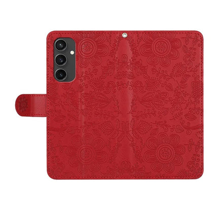 For Samsung Galaxy S24 FE Case Flower Imprint Leather Flip Wallet Phone Cover with Wrist Strap