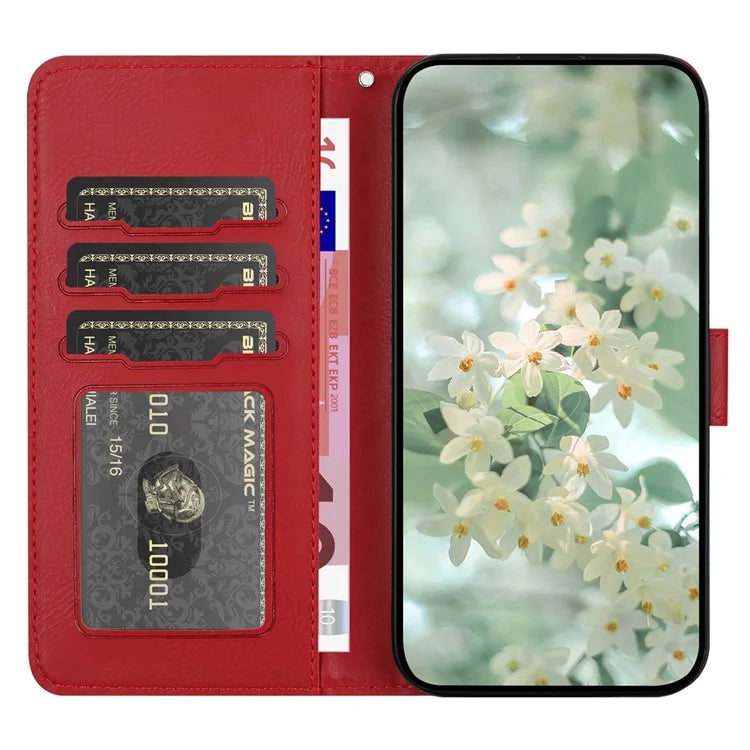 For Samsung Galaxy S24 Ultra Case Flower Imprint Leather Flip Wallet Phone Cover with Wrist Strap