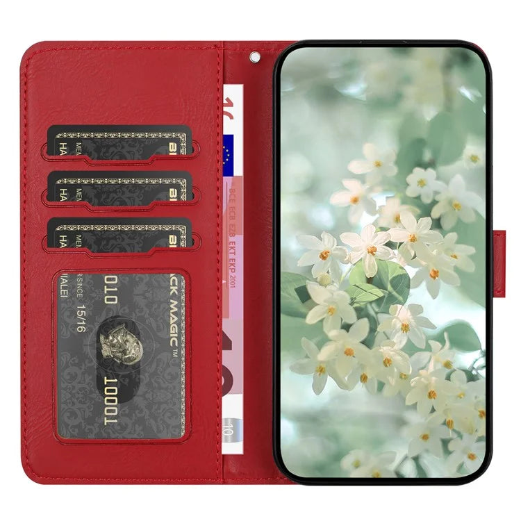 For Samsung Galaxy S23+ Case Flower Imprint Leather Flip Wallet Phone Cover with Wrist Strap