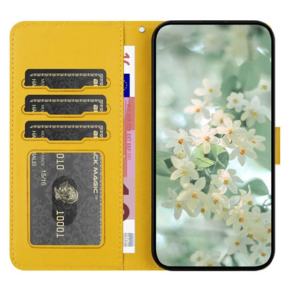 For Samsung Galaxy S23 Ultra Case Flower Imprint Leather Flip Wallet Phone Cover with Wrist Strap