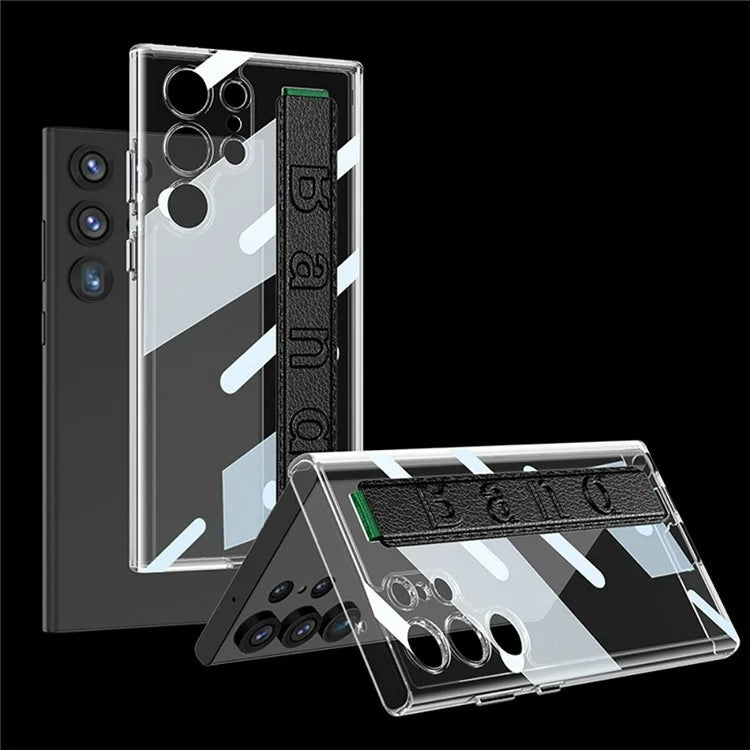 GKK For Samsung Galaxy S24 Ultra Transparent Case Anti-Drop TPU+PC Phone Cover with Silicone Hand Strap