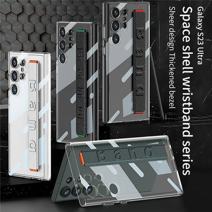 GKK For Samsung Galaxy S24 Ultra Transparent Case Anti-Drop TPU+PC Phone Cover with Silicone Hand Strap