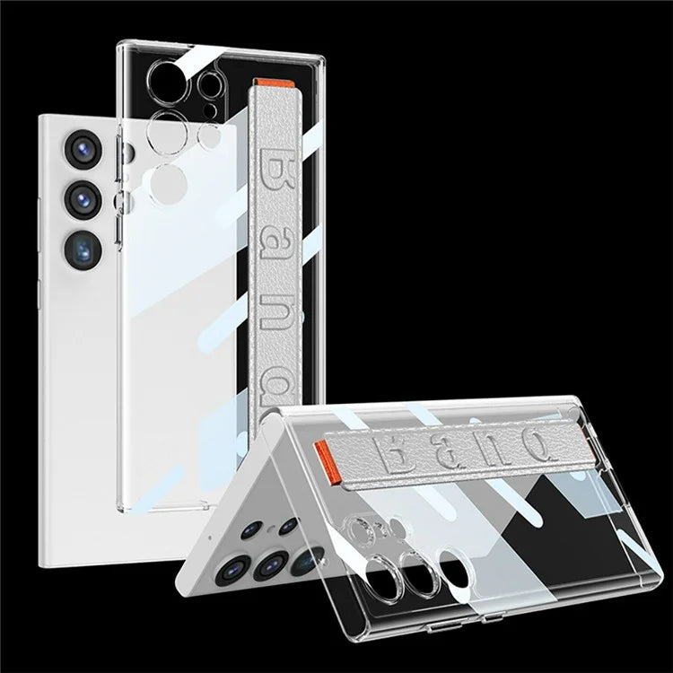 GKK For Samsung Galaxy S24 Ultra Transparent Case Anti-Drop TPU+PC Phone Cover with Silicone Hand Strap