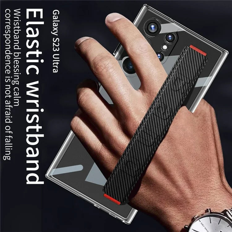 GKK For Samsung Galaxy S24 Ultra Transparent Case Anti-Drop TPU+PC Phone Cover with Silicone Hand Strap