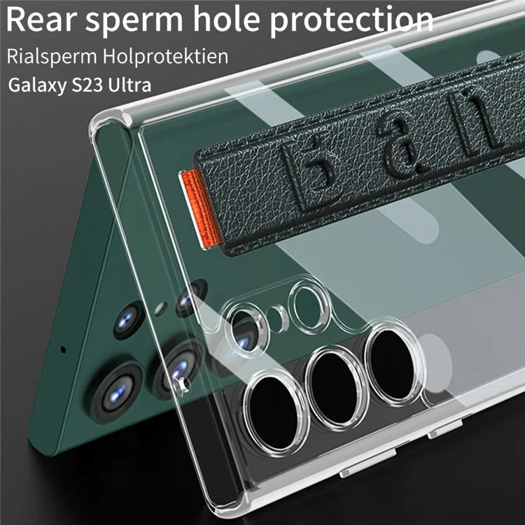 GKK For Samsung Galaxy S24 Ultra Transparent Case Anti-Drop TPU+PC Phone Cover with Silicone Hand Strap