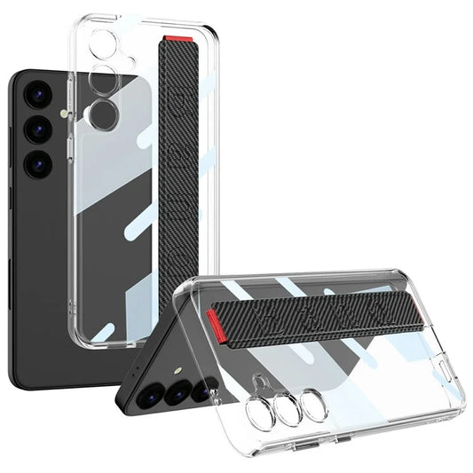 GKK For Samsung Galaxy S24+ Clear Case Anti-Drop TPU+PC Phone Cover with Silicone Hand Strap
