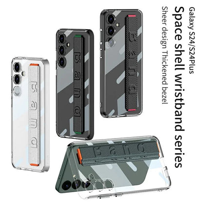 GKK For Samsung Galaxy S24+ Clear Case Anti-Drop TPU+PC Phone Cover with Silicone Hand Strap