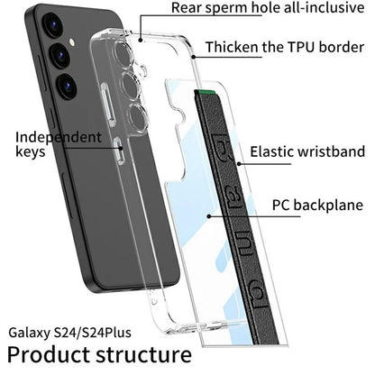GKK For Samsung Galaxy S24+ Clear Case Anti-Drop TPU+PC Phone Cover with Silicone Hand Strap