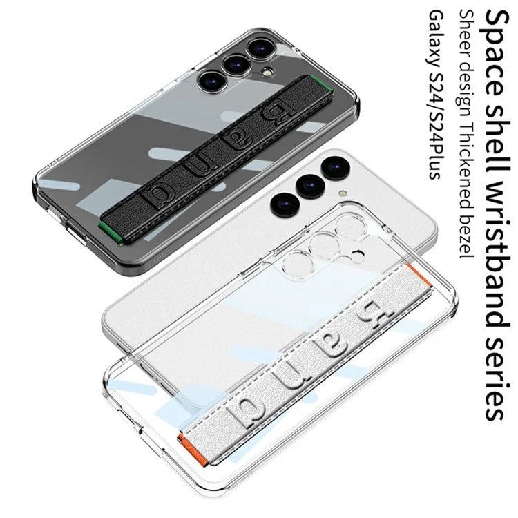 GKK For Samsung Galaxy S24+ Clear Case Anti-Drop TPU+PC Phone Cover with Silicone Hand Strap