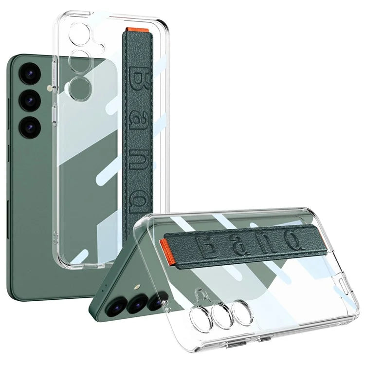GKK For Samsung Galaxy S24+ Clear Case Anti-Drop TPU+PC Phone Cover with Silicone Hand Strap