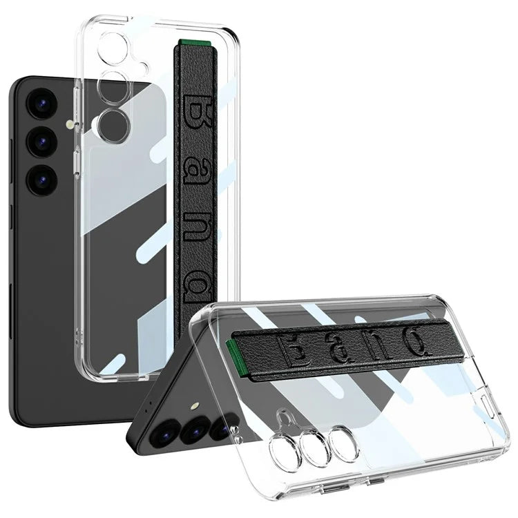 GKK For Samsung Galaxy S24+ Clear Case Anti-Drop TPU+PC Phone Cover with Silicone Hand Strap