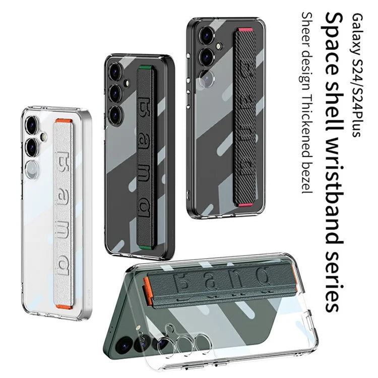 GKK For Samsung Galaxy S24+ Clear Case Anti-Drop TPU+PC Phone Cover with Silicone Hand Strap