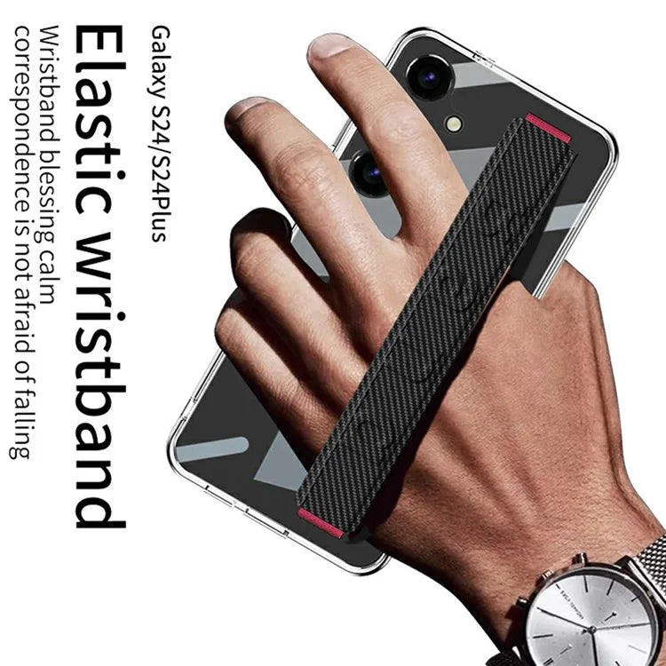 GKK For Samsung Galaxy S24+ Clear Case Anti-Drop TPU+PC Phone Cover with Silicone Hand Strap