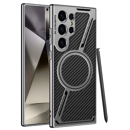 GKK For Samsung Galaxy S24 Ultra Case Compatible with MagSafe Anti-Scratch PC+TPU+PU Phone Cover