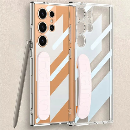 GKK For Samsung Galaxy S23 Ultra Case Anti-Drop TPU+PC Clear Phone Cover with Silicone Hand Strap